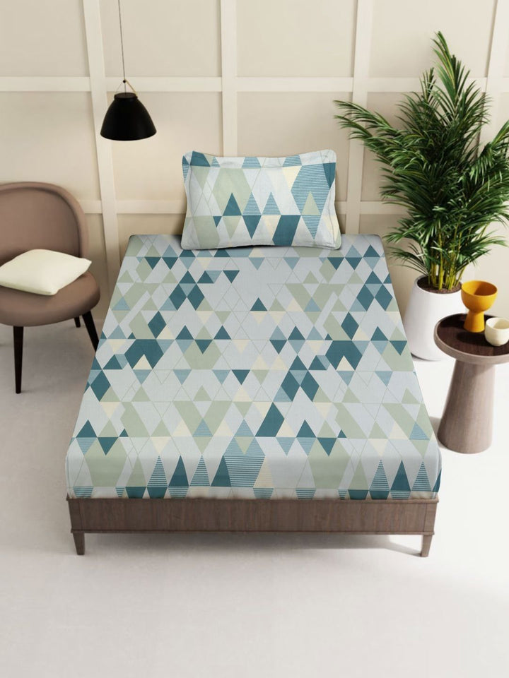 Myntra Elegant Homes Grey Geometric Cotton 400 TC Single Bedsheet Set 2.25 m x 1.50 m