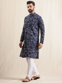 SOJANYA Lelaki Motif Etnik Bercetak Kurta Lurus Perayaan