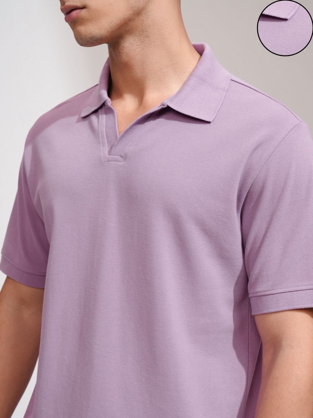 HIGHLANDER Men Solid Polo Collar Cotton T-shirt