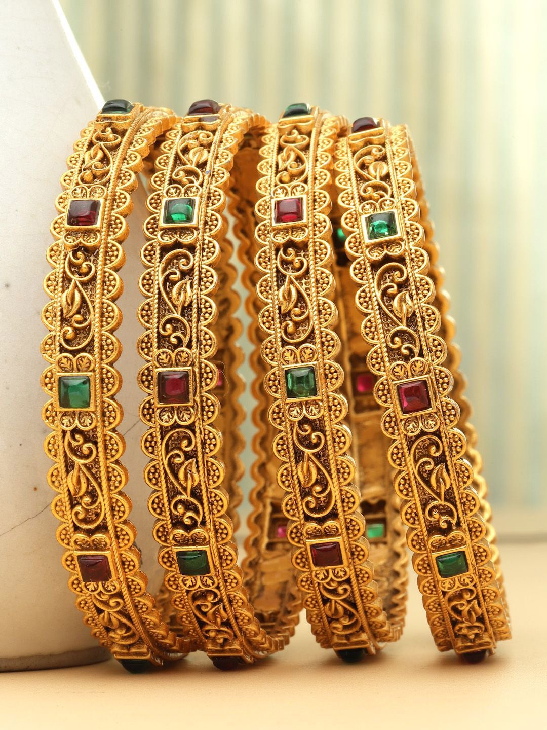 Set PANASH 4 Gelang Antik Bersalut Emas 24 CT