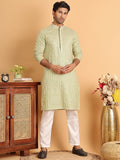 Jompers Men Embroidered Regular Sequinned Kurta with Pyjamas