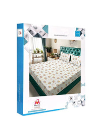 Myntra Elegant Homes Cream Floral 300 TC Cadar Katil Double King dengan 2 Sarung Bantal