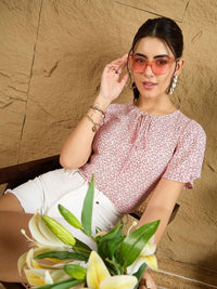 Berrylush Women Floral Printed Tie-Up Neck Top
