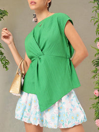 DressBerry Luxe Layering Textured Pleated Cinched Waist Top