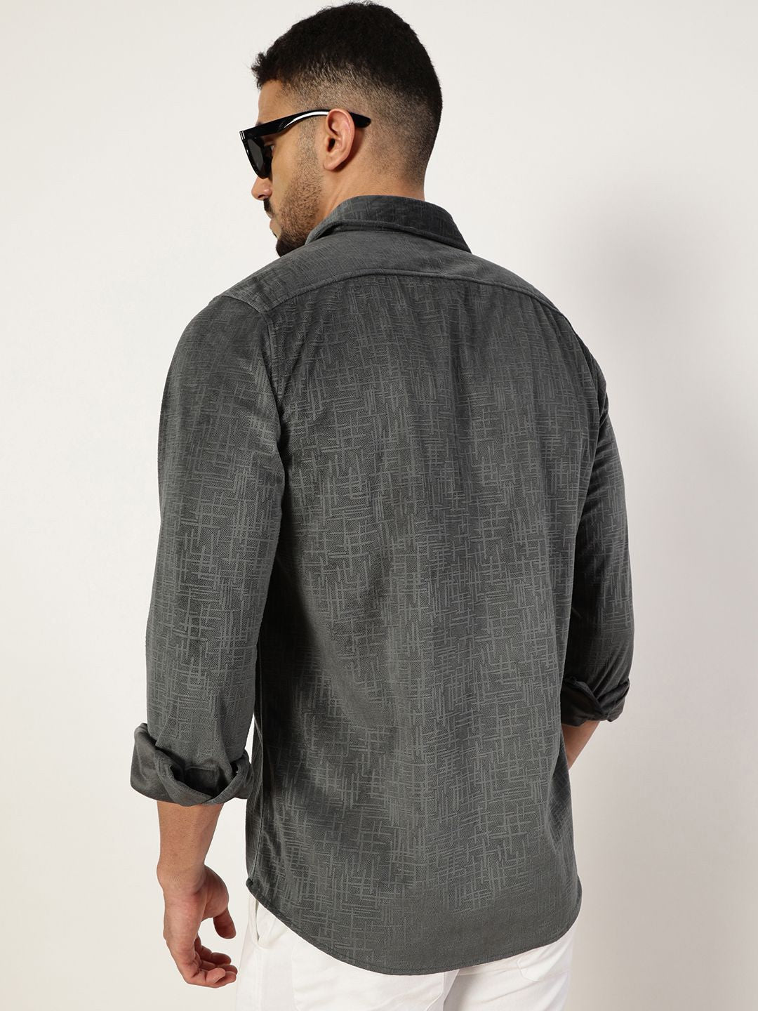 Thomas Scott Men Premium Spread Collar Textured Slim Fit Casual Shirt