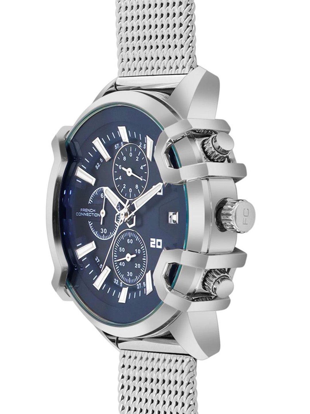 French Connection Men Stainless Steel Bracelet Style Straps Analogue Watch FCH003USM