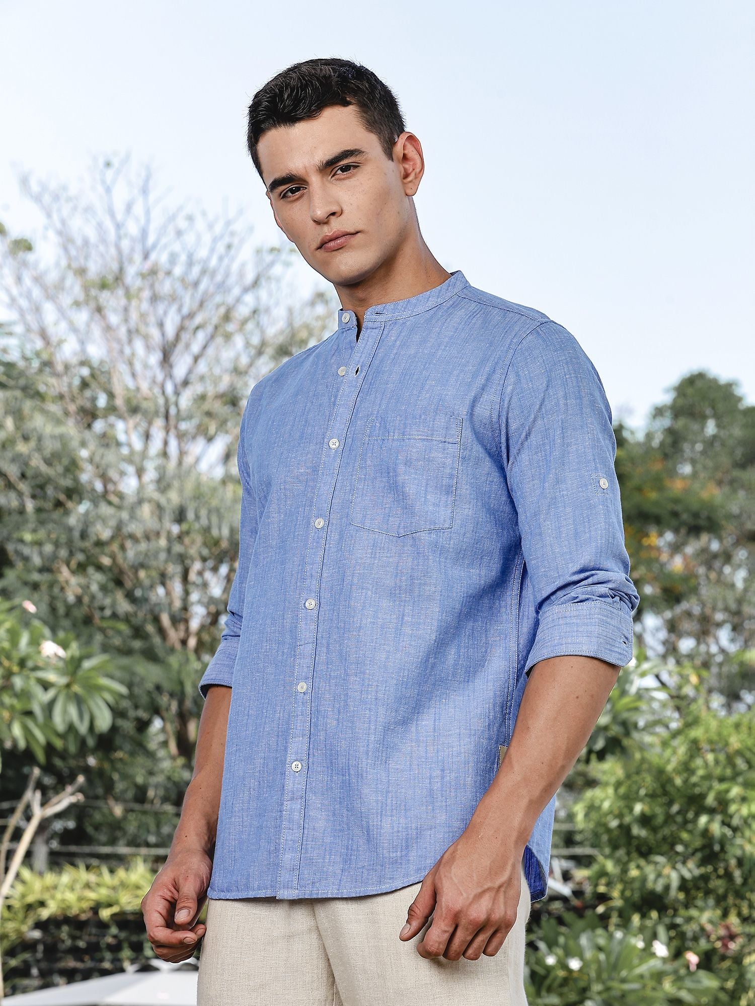 Thomas Scott Men Premium Slim Fit Opaque Casual Shirt
