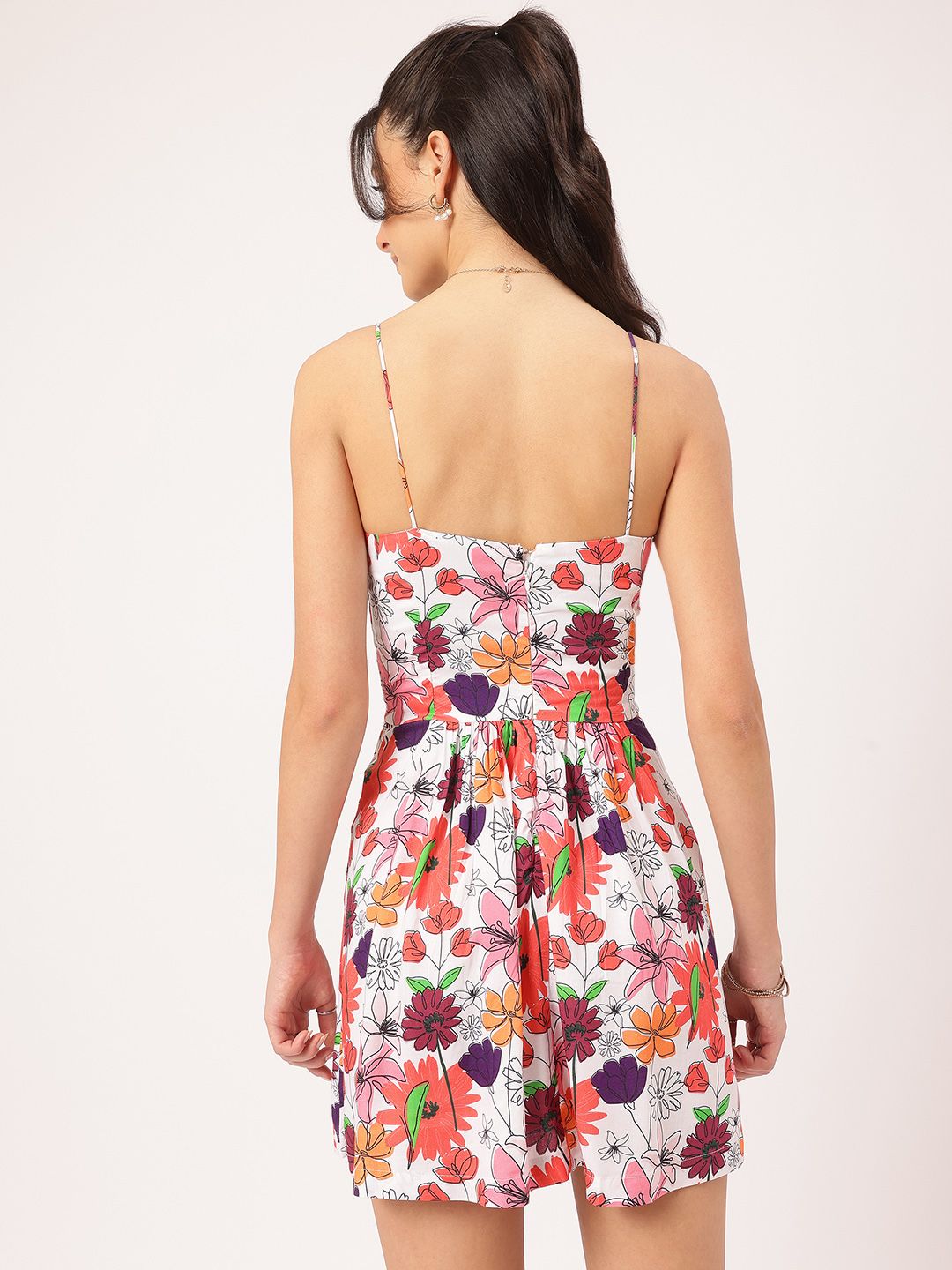 DressBerry Blooming Beautiful Floral Print Strappy Mini A-line Dress