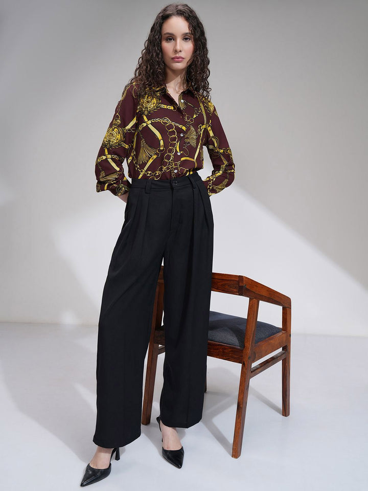 Tokyo Talkies Women Printed Button-Down Holiday Shirt