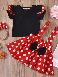 YK Girls Polka Dot Printed Bow Detail Pinafore Maxi Dress with Headband
