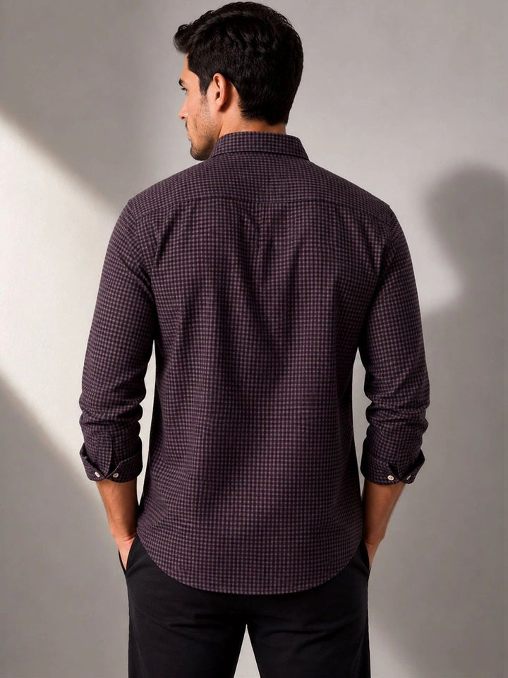 ADRO Men Standard Micro Checks Baju Kasual Berpetak