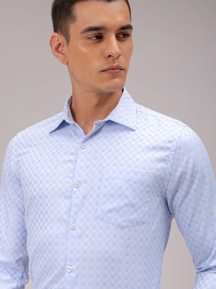 The Indian Garage Co. X Luxe Men Cutaway Collar Checked Slim Fit Formal Shirt
