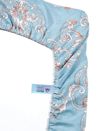 Myntra Elegant Homes Blue Ethnic Motifs 300 TC Fitted Double King Bedsheet Set-2.5mX2.25m