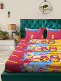 KLOTTHE Cartoon Printed Fitted 400 TC Cotton King Bedsheet With 2 Pillow Cover