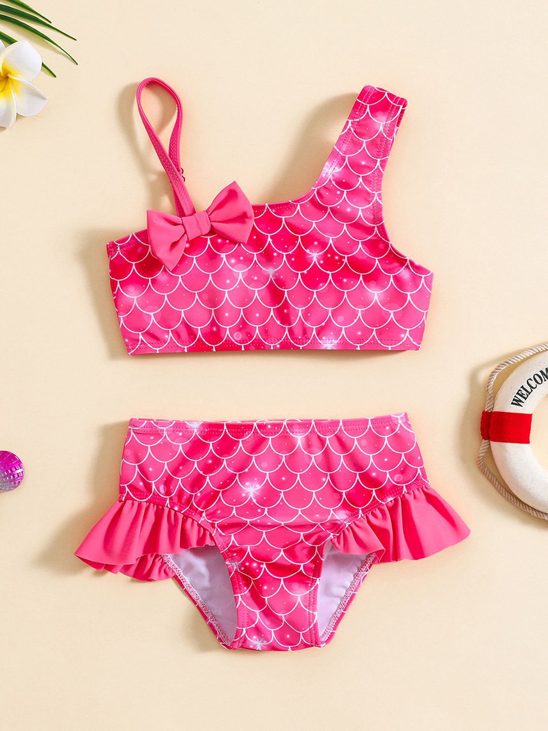 YK Girls Printed Swim Bikini Set