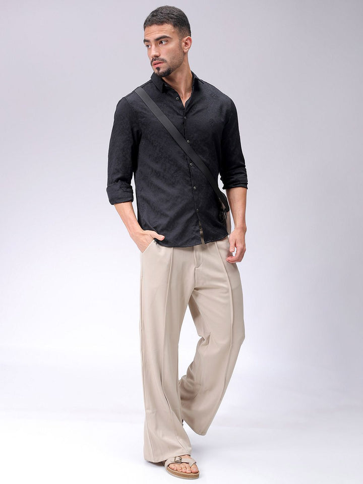 The Indian Garage Co Men Regular Fit Dobby Textured Resortwear Shirt