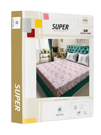 KLOTTHE Red Geometric 400 TC Cadar Katil King dengan 2 Sarung Bantal