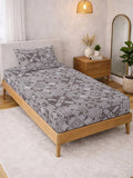 Myntra Elegant Homes Brown & White Geometric 300 TC Single Bedsheet with 1 Pillow Covers
