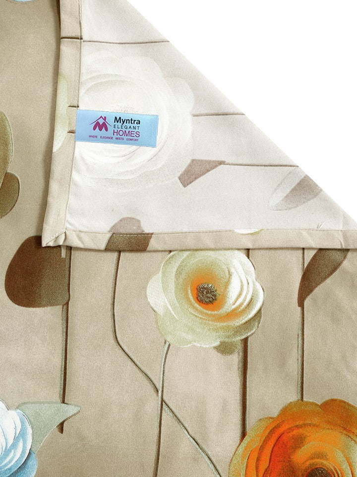 Myntra Elegant Beige Floral Printed Flat 300 TC King 7D Bedsheet with 2 Pillow Covers
