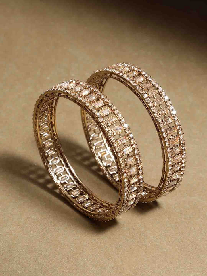 Set PANASH 2 Gelang Bertampal Batu Berlian Amerika Bersalut Emas