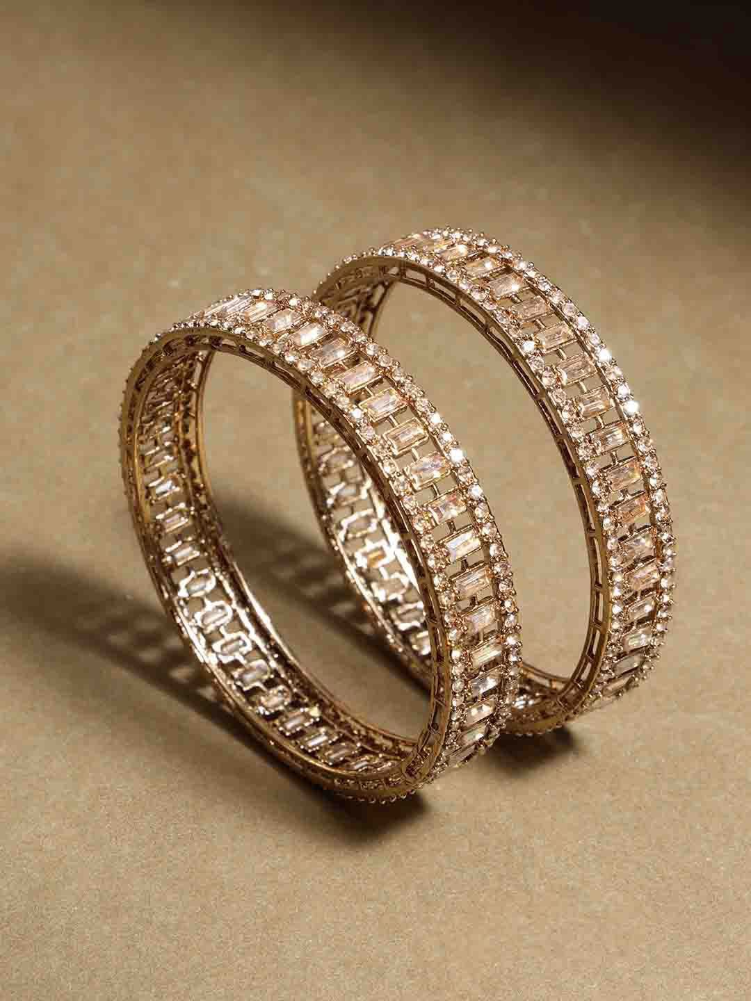 Set PANASH 2 Gelang Bertampal Batu Berlian Amerika Bersalut Emas