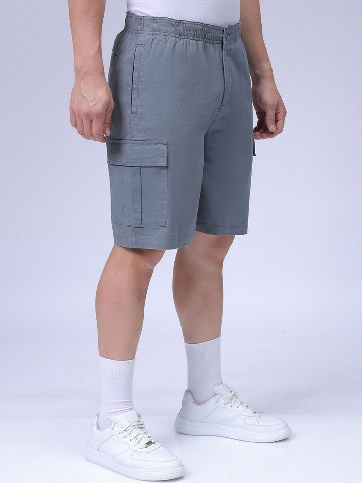 The Indian Garage Co Men Relaxed Fit Pure Cotton Mid-Rise Utility Cargo Shorts