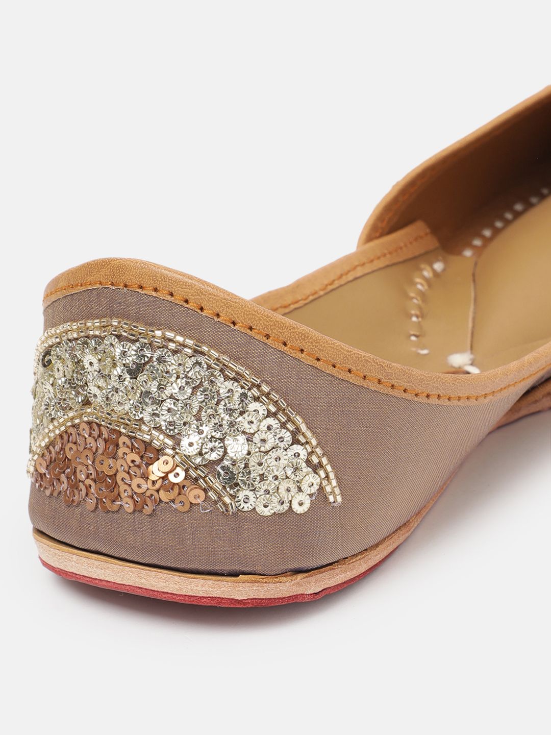 House of Pataudi Women Sequin Embellished Leather Mojaris