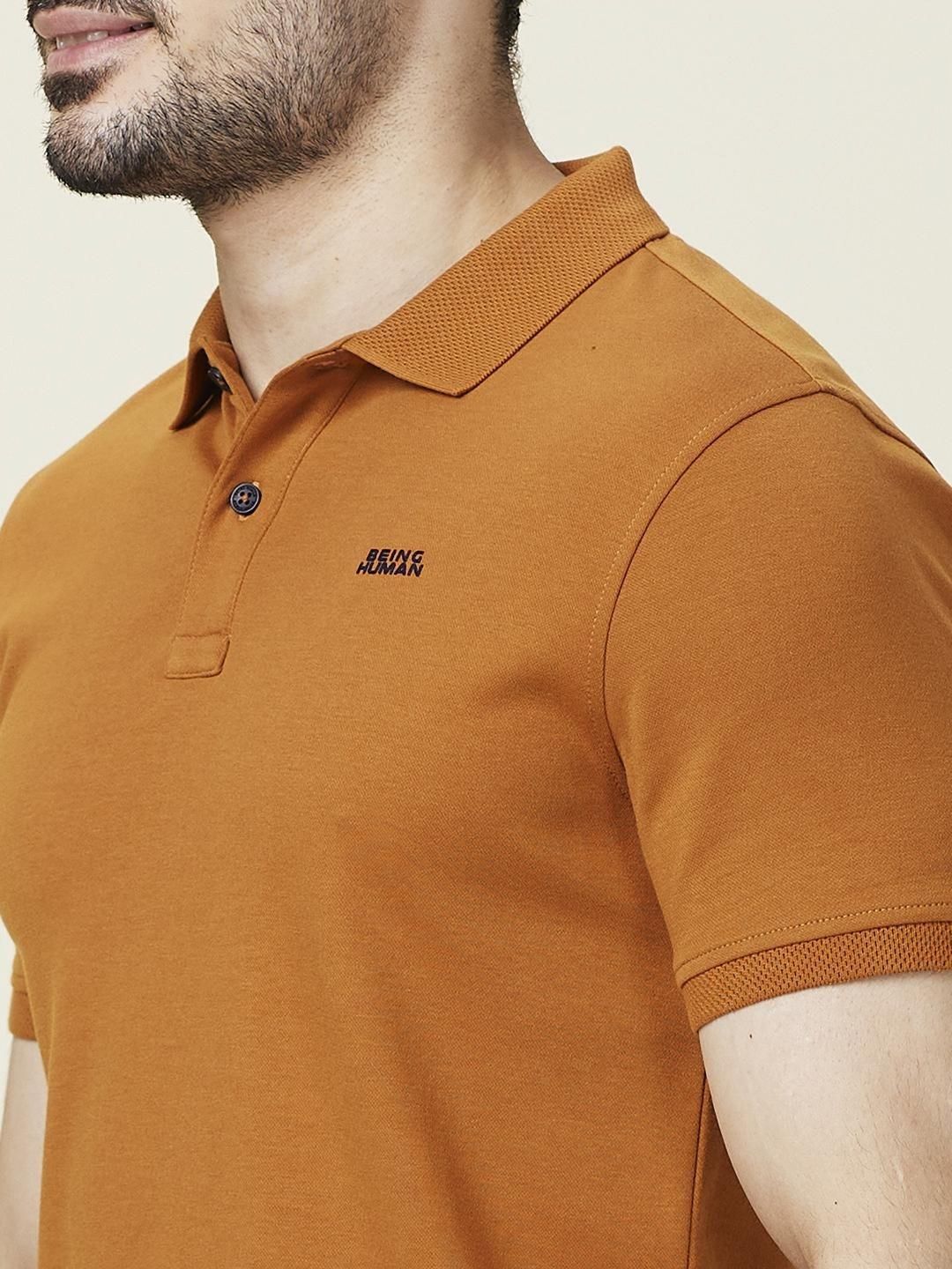 Being Human Men Solid Polo Collar Slim Fit T-shirt