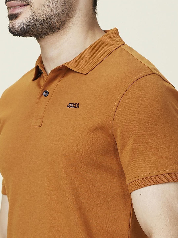 Being Human Men Solid Polo Collar Slim Fit T-shirt
