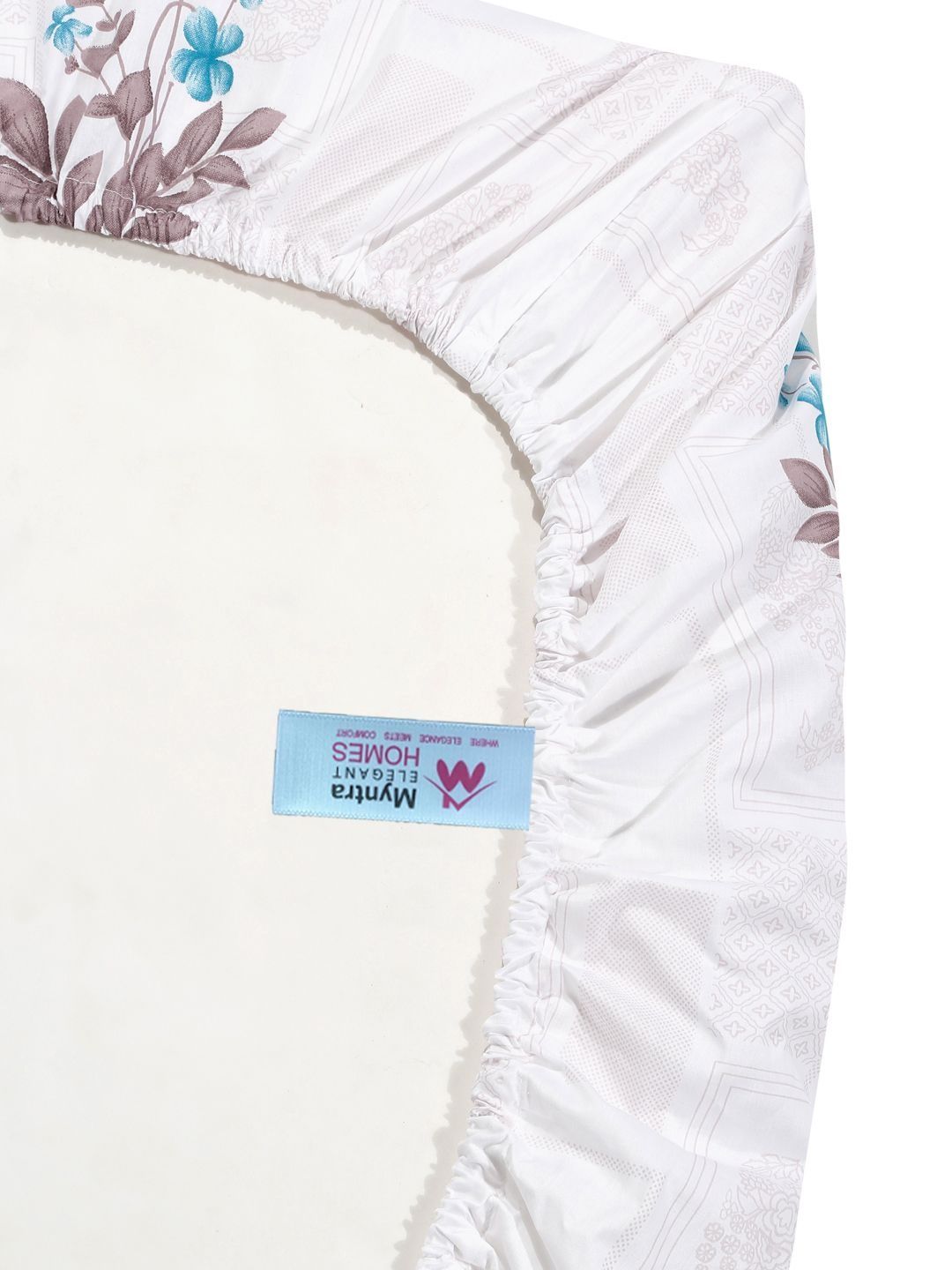 Myntra Elegant Homes White Floral 400 TC Cadar dengan 2 Sarung Bantal