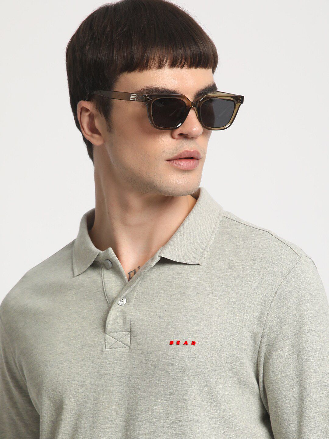 THE BEAR HOUSE Slim Fit Polo Collar Cotton T-shirt