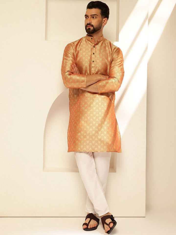 SOJANYA Rekaan Tenunan Kolar Mandarin Kurta Lurus