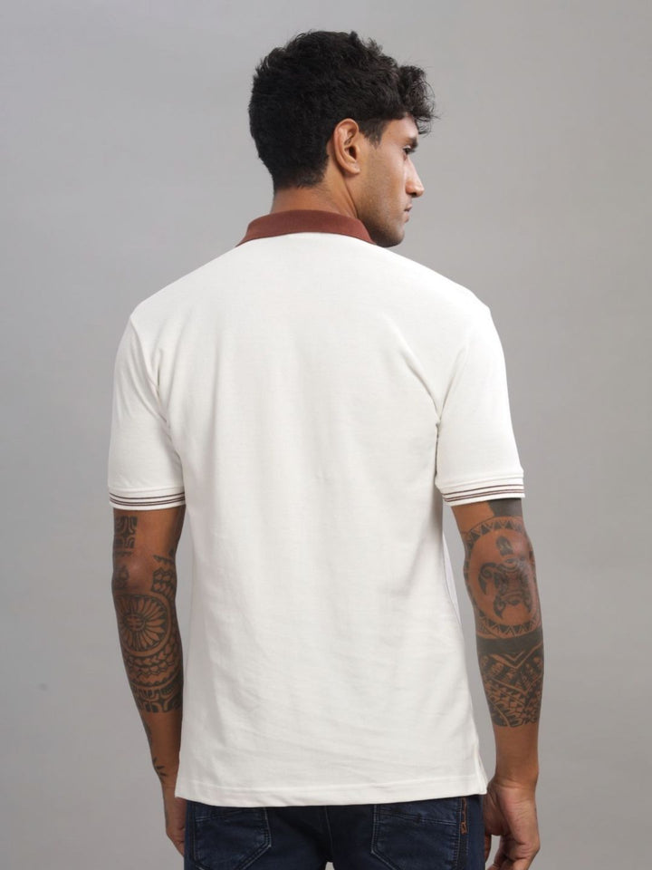 ADRO Men Solid Polo Collar Cotton T-Shirt