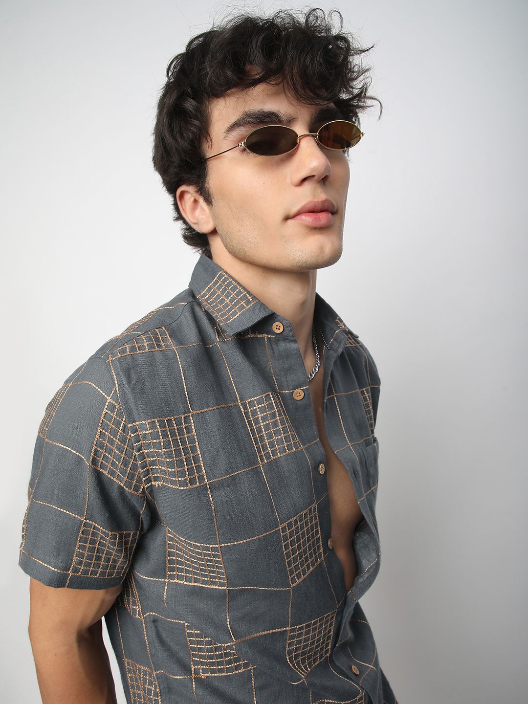 VASTRADO Men Classic Spread Collar Geometric Printed Cotton Slim Fit Casual Shirt