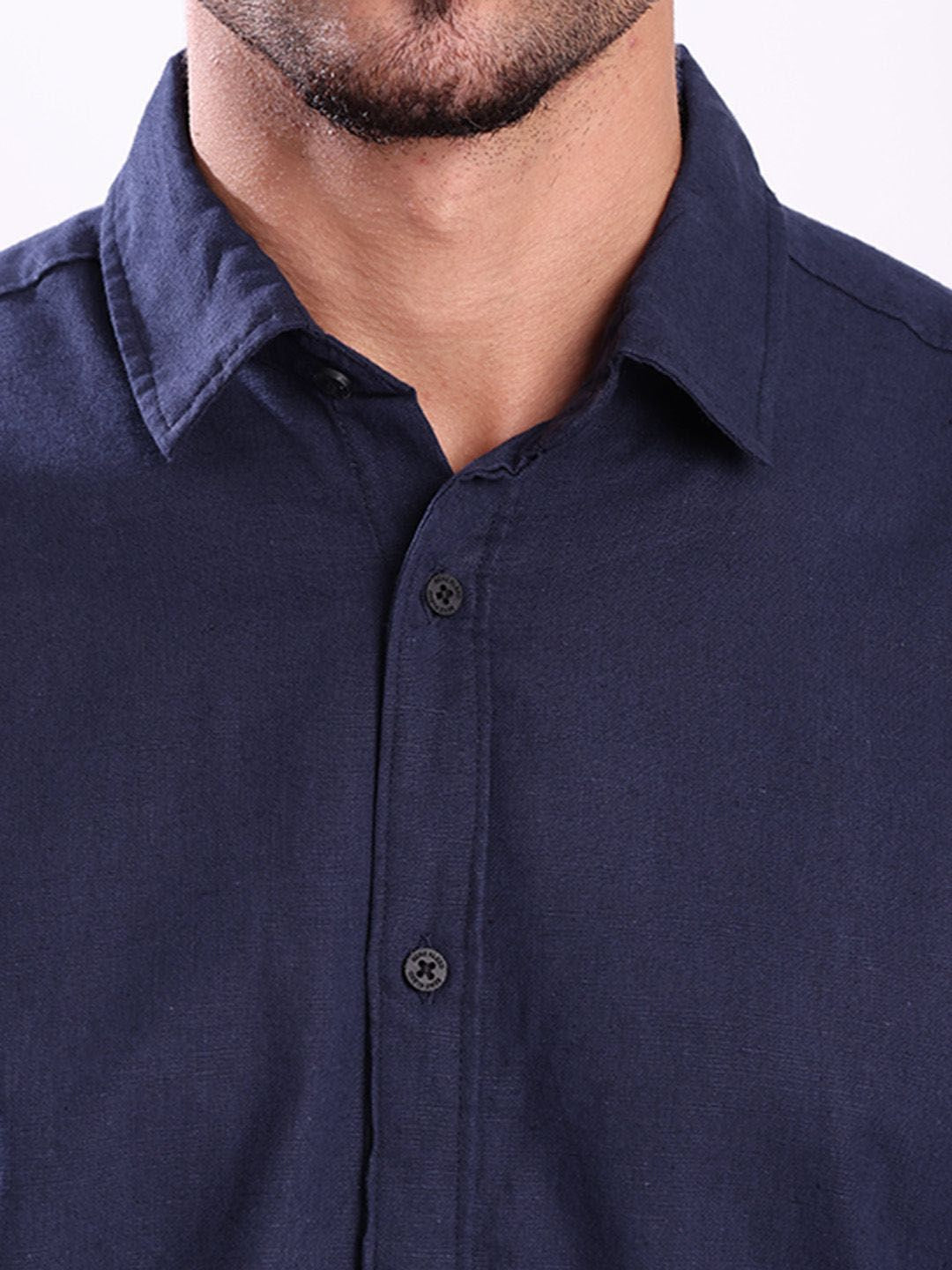 Bene Kleed Spread Collar Cotton Linen Regular Fit Casual Shirt