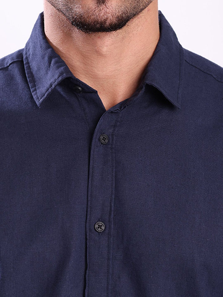 Bene Kleed Spread Collar Cotton Linen Regular Fit Casual Shirt