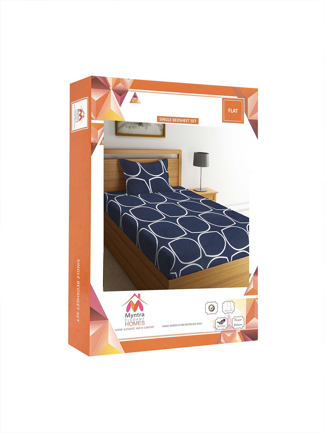 Myntra Elegant Homes Blue & White Printed 300 TC Single Bedsheet Set 2.25 m x 1.5 m