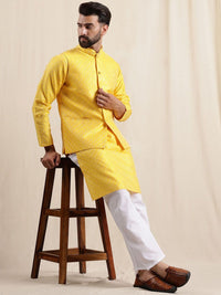 Anouk Men Sulam Kurta Biasa dengan Baju Tidur & Jaket Nehru