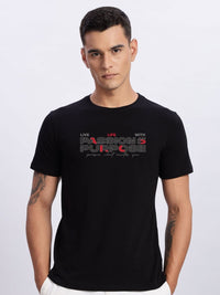ADRO Men Typography Printed Round Neck Cotton T-shirt