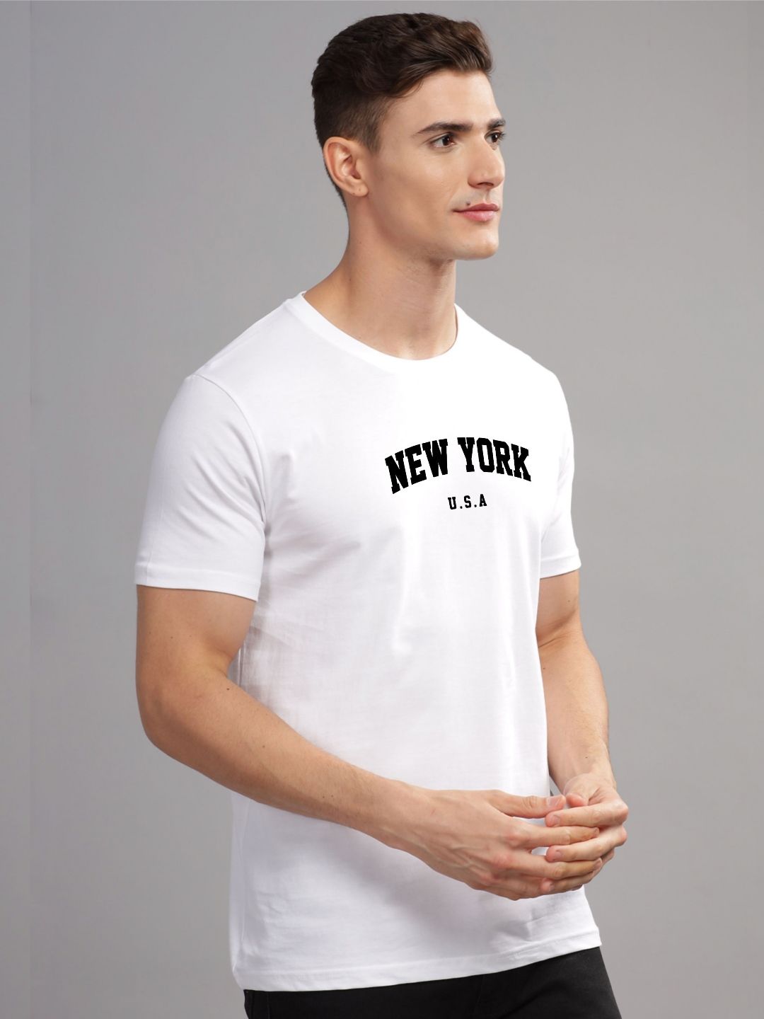 ADRO Men Typography Printed Applique T-shirt