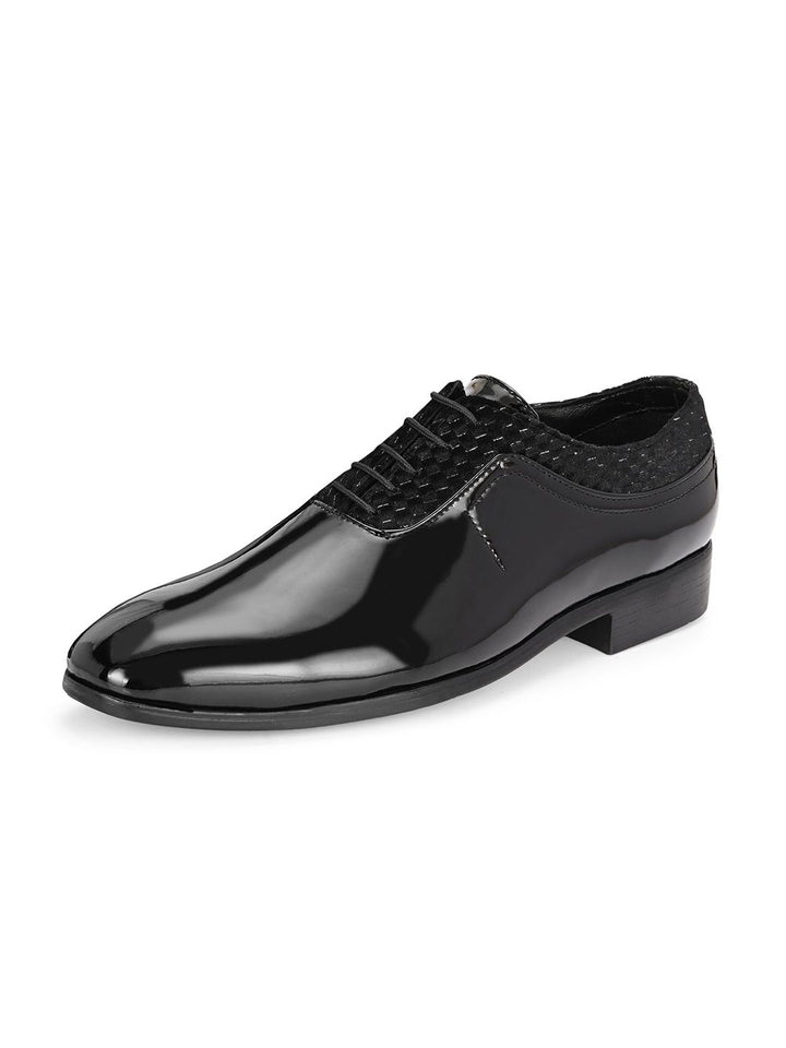 House Of Pataudi Men Black Faux Leather Formal Lace Up Derby