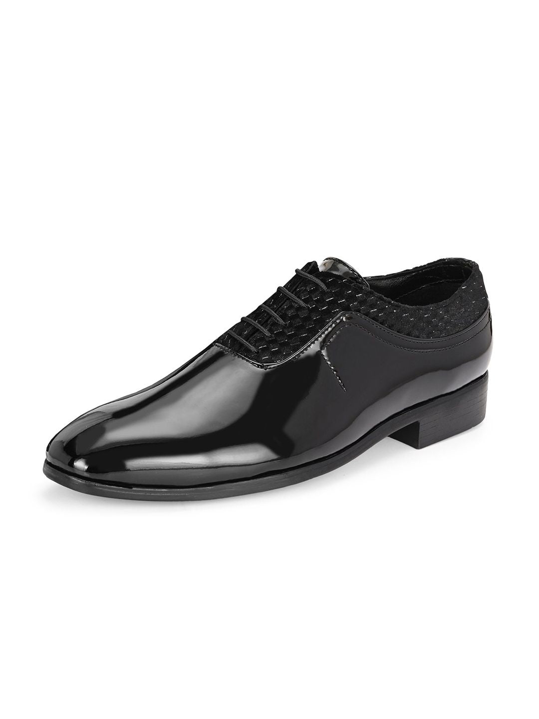 House Of Pataudi Men Black Faux Leather Formal Lace Up Derby
