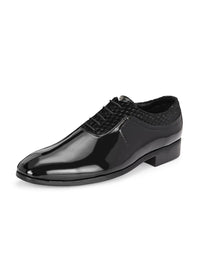 House Of Pataudi Men Black Faux Leather Formal Lace Up Derby