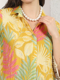 Mamicha Women Floral Printed Regular Thread Work Kurti with Dhoti Pants