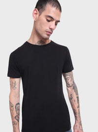 Bewakoof Men Black Pure Cotton T-shirt