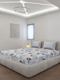 Monte Carlo Stanley White & Grey Printed 144 TC King Bedsheet Set 1.85 m x 1.95 m