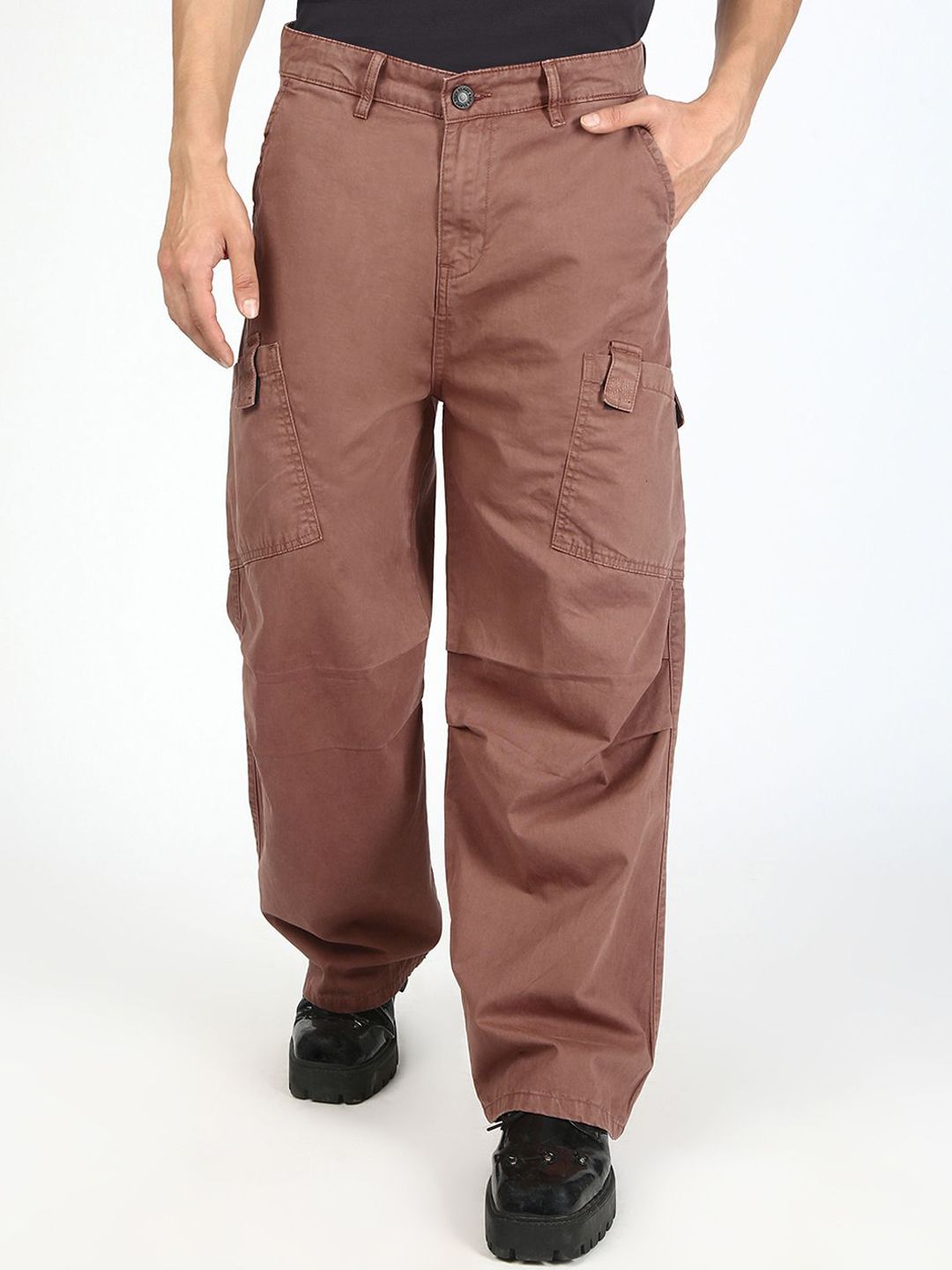 Bene Kleed Men Cotton Baggy Fit Mid-Rise Pleated Cargos Trousers