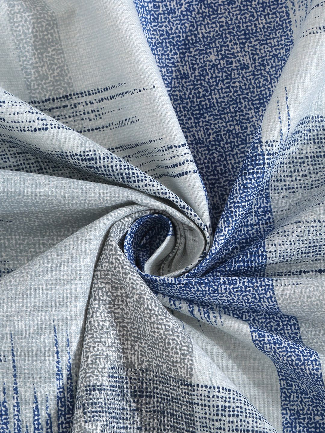 KLOTTHE Biru Geometric Kapas Tulen 400 TC Dilengkapi Cadar King Superfine dengan 2 Sarung Bantal-98 x 89 inci
