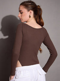 SASSAFRAS BASICS Ribbed Sweetheart Neck Bodysuit