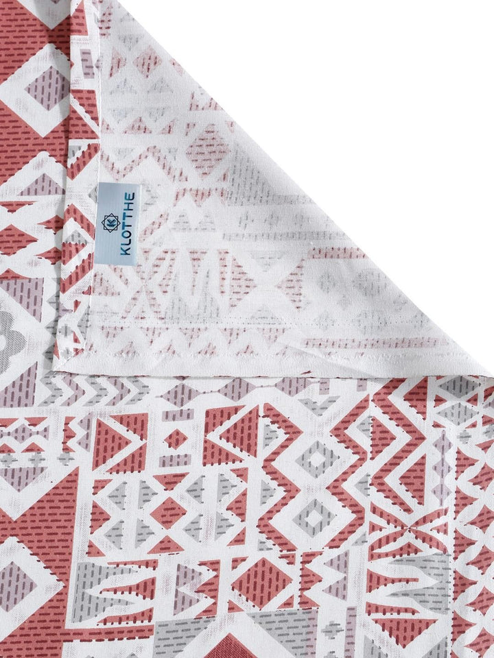 KLOTTHE Red Geometric 400 TC Cadar Katil King dengan 2 Sarung Bantal